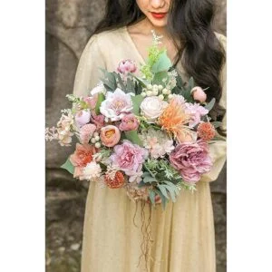 YYHUAWU Juego combinado de flores artificiales caja de_4