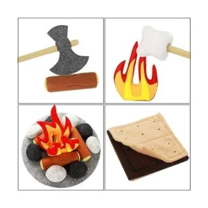 Juego de 23 juguetes de fogata juego de fieltro de felpa_4