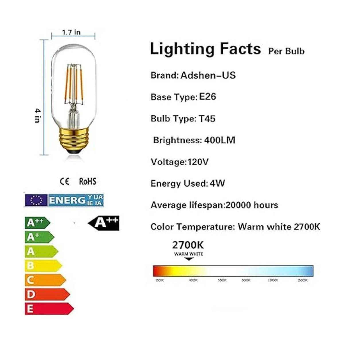 Bombilla tubular LED T14 T45 de 4 W 2700 K color_3