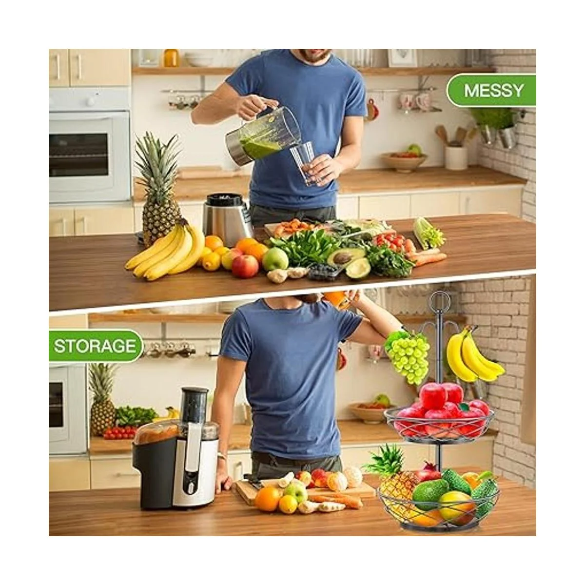 Cesta de frutas Frutero de 2 niveles con colgador de_6