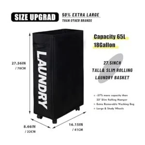 Caroeas Cesto de lavandería Slim Plus de 27.5 pulgadas_3