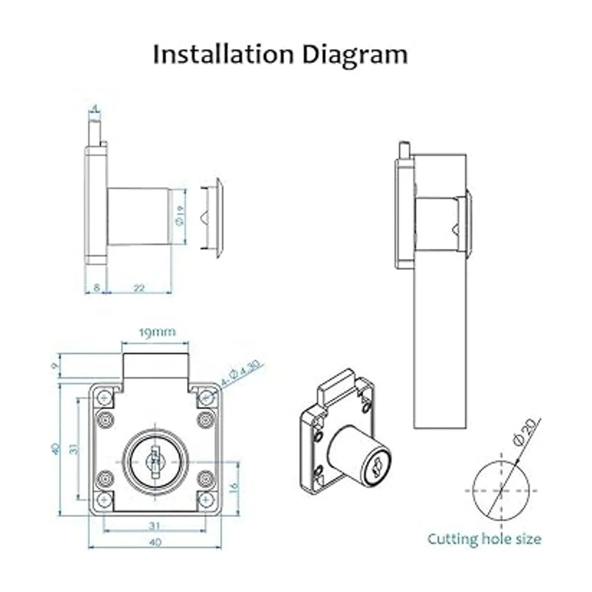 4 juegos de cerradura de muebles de PUROCEAN con llave_5