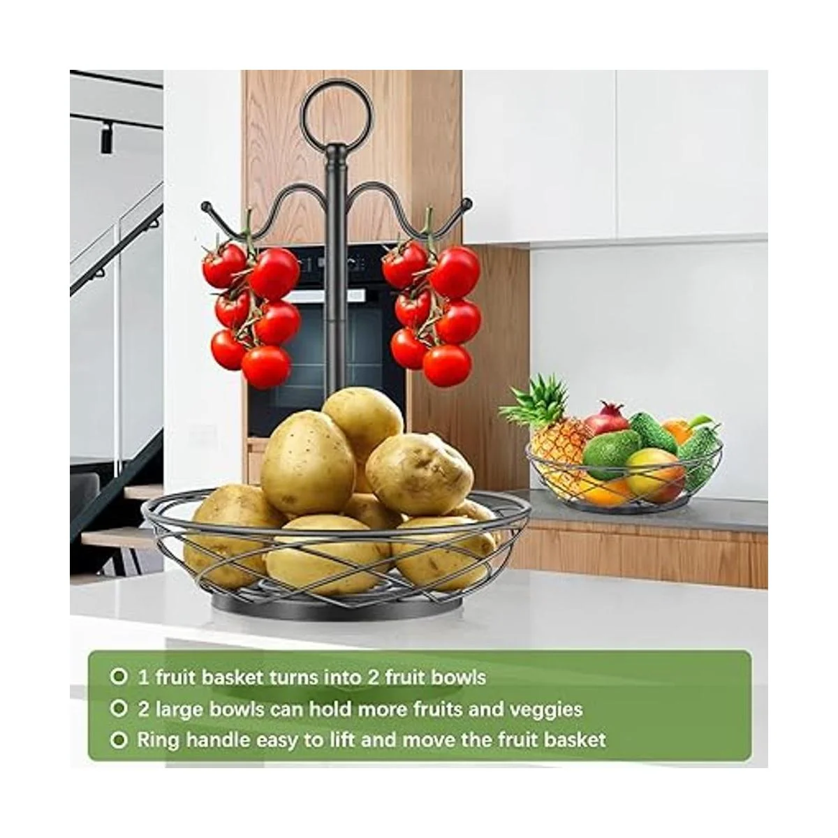 Cesta de frutas Frutero de 2 niveles con colgador de_3