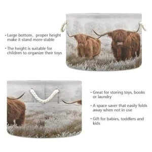 Canasta de cuerda de algodón Scottish Highland Cow XXX_3