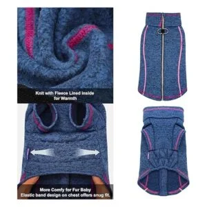 cyeollo Fleece Dog Sweater Reflective Zip Up Jacket Coat_6