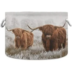 Canasta de cuerda de algodón Scottish Highland Cow XXX_1