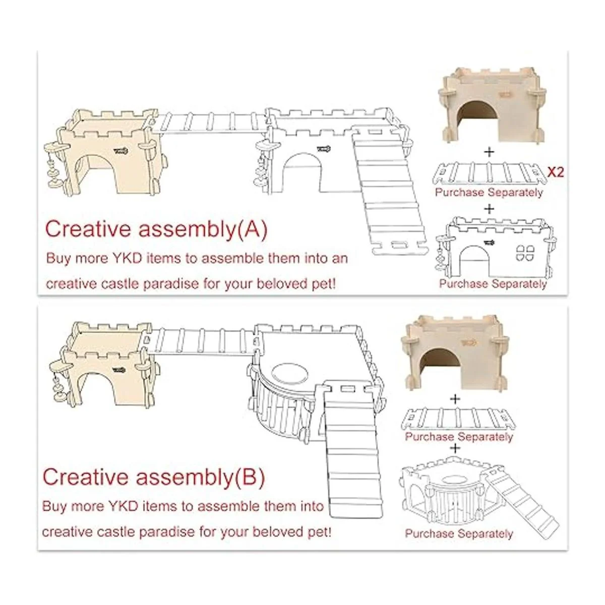 YKD Castle Chinchilla House Small Animal Hideout for_6