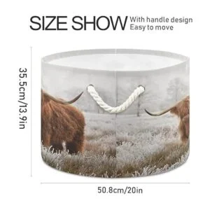 Canasta de cuerda de algodón Scottish Highland Cow XXX_2