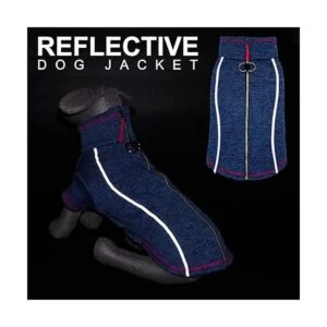 cyeollo Fleece Dog Sweater Reflective Zip Up Jacket Coat_5