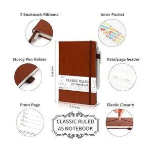 Feela Paquete de 5 cuadernos clásicos a rayas de tapa_2