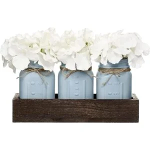 Mkono Mason Jar Bandeja decorativa de madera con 3 tarros_1