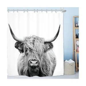 AMBZEK Cortina de ducha de vaca occidental de 72 pulgadas_2