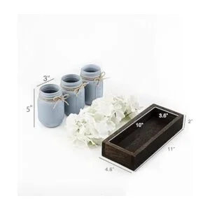 Mkono Mason Jar Bandeja decorativa de madera con 3 tarros_4