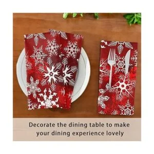 Servilletas de tela de Navidad con patrón rojo de Navidad_7