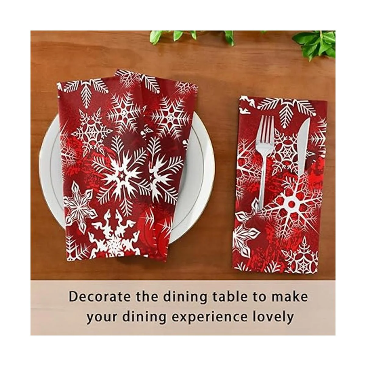 Servilletas de tela de Navidad con patrón rojo de Navidad_7