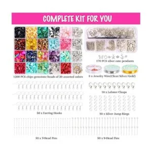 Xmada Kit de fabricación de joyas 1587 cuentas para hacer_2