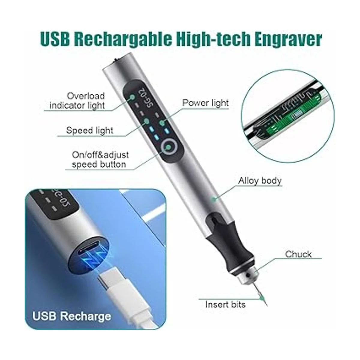 Máquinas de grabado recargables por USB con 35 bits mini_2