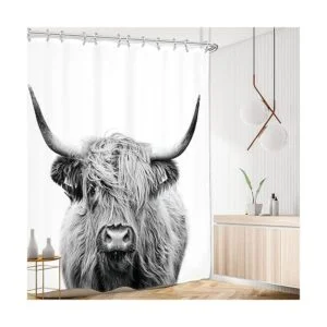 AMBZEK Cortina de ducha de vaca occidental de 72 pulgadas_3