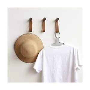 XAOMLP Ganchos de madera con cuero para colgar_3