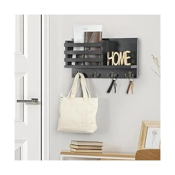 Lwenki Soporte para llaves y correo para pared madera_7
