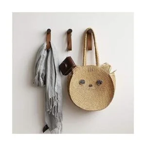 XAOMLP Ganchos de madera con cuero para colgar_4