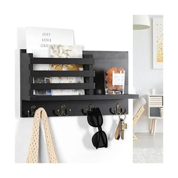 Lwenki Soporte para llaves y correo para pared madera_6