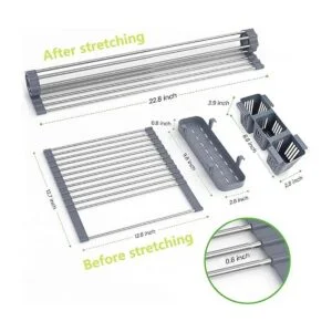 Escurridor de platos expandible enrollable de hasta 22.8_3