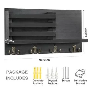 Lwenki Soporte para llaves y correo para pared madera_5