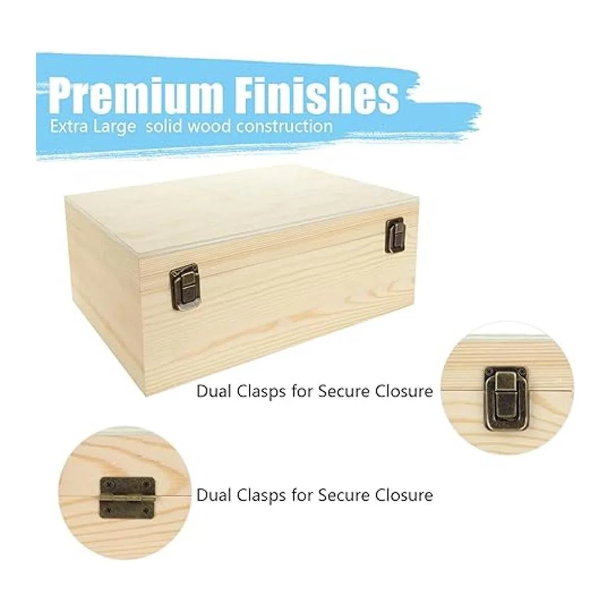 DAJAVE Caja de madera sin terminar caja de madera grande_3