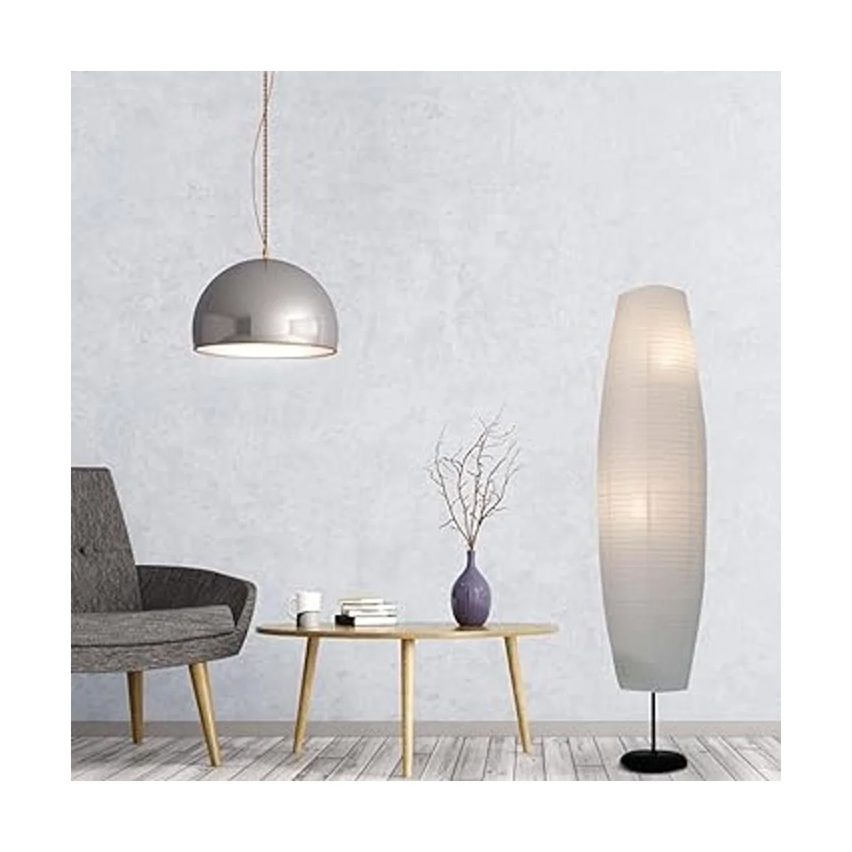 Beaupretty Pantalla de lámpara de pie de papel cubierta_6