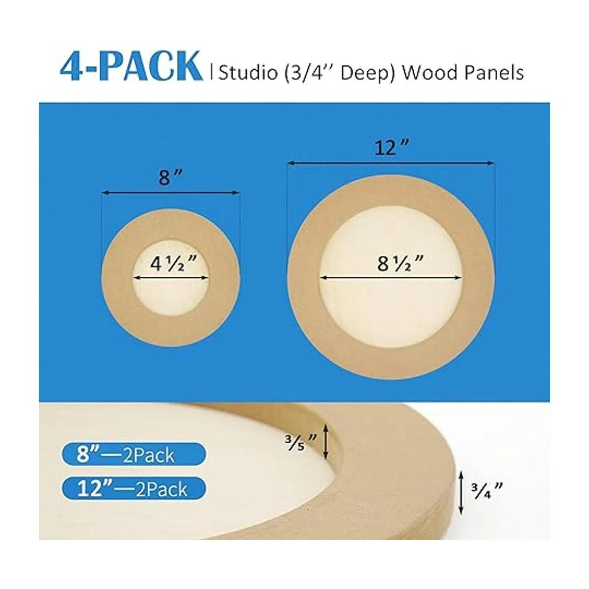 Kit de paneles de lienzo redondos de madera de abedul sin_2