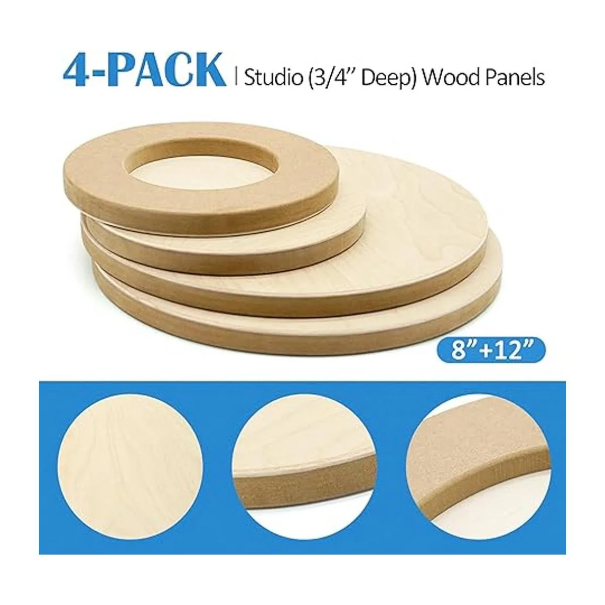 Kit de paneles de lienzo redondos de madera de abedul sin_5