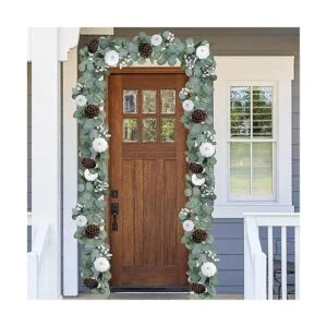 Guirnalda de eucalipto artificial de calabaza blanca con_6