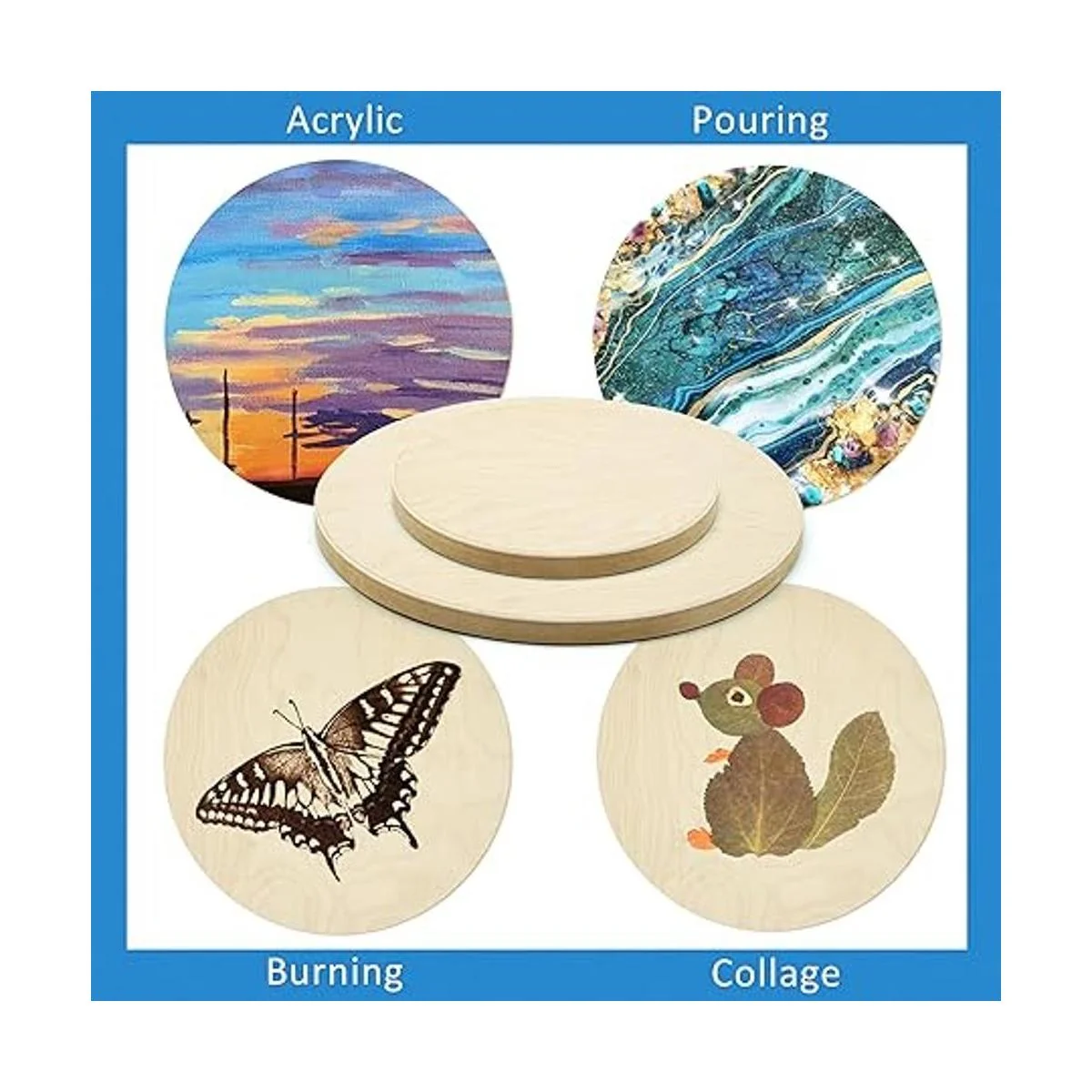 Kit de paneles de lienzo redondos de madera de abedul sin_3