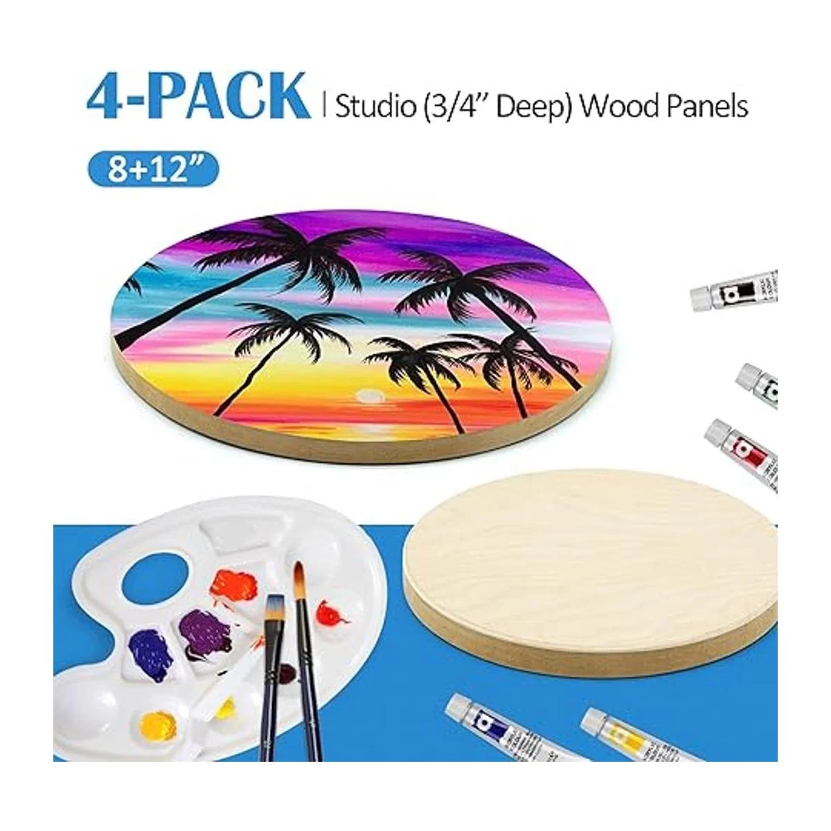 Kit de paneles de lienzo redondos de madera de abedul sin_6