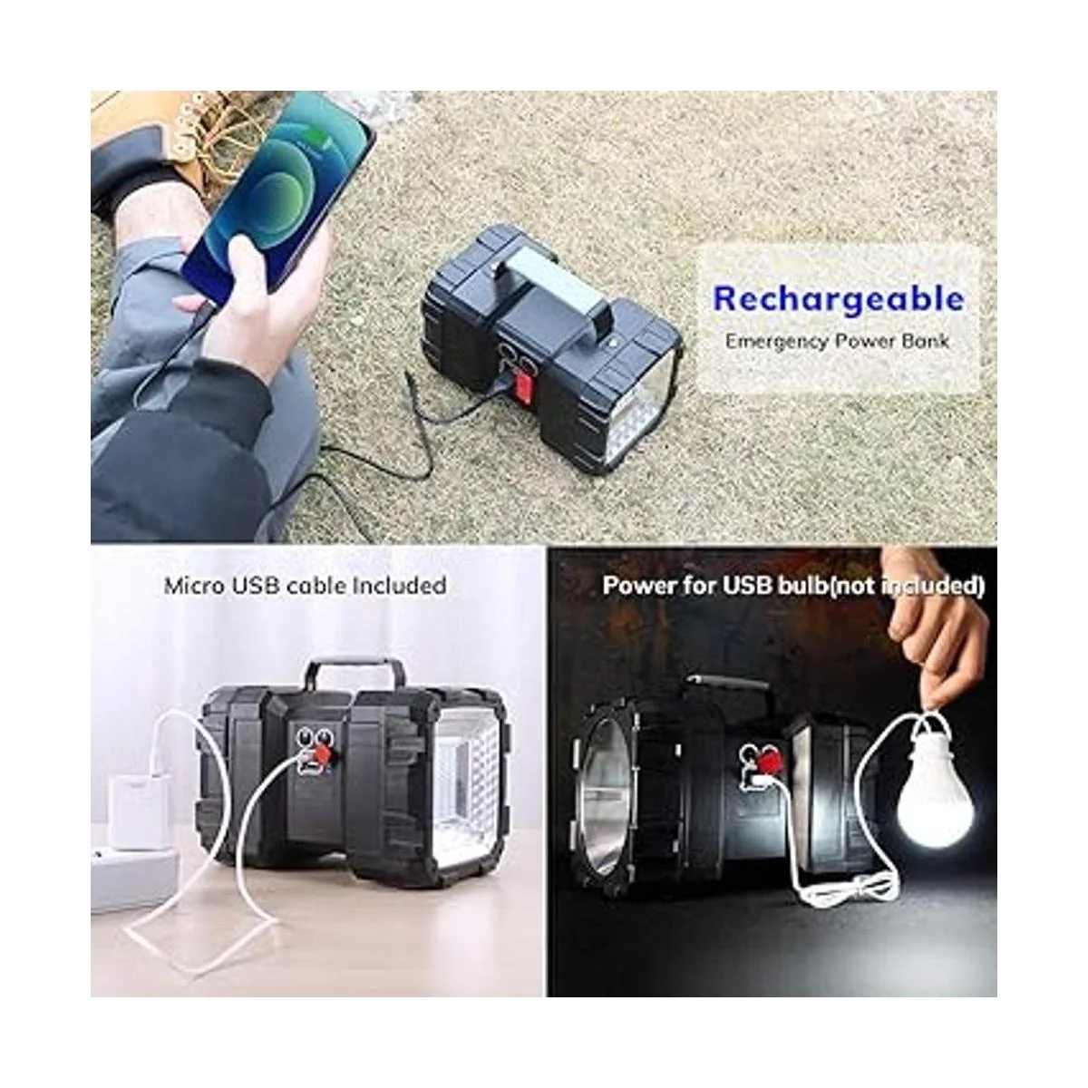 JODK Linterna recargable brillante foco de mano portátil_3