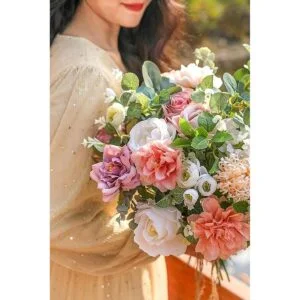 YYHUAWU Juego combinado de flores artificiales con tallos_5