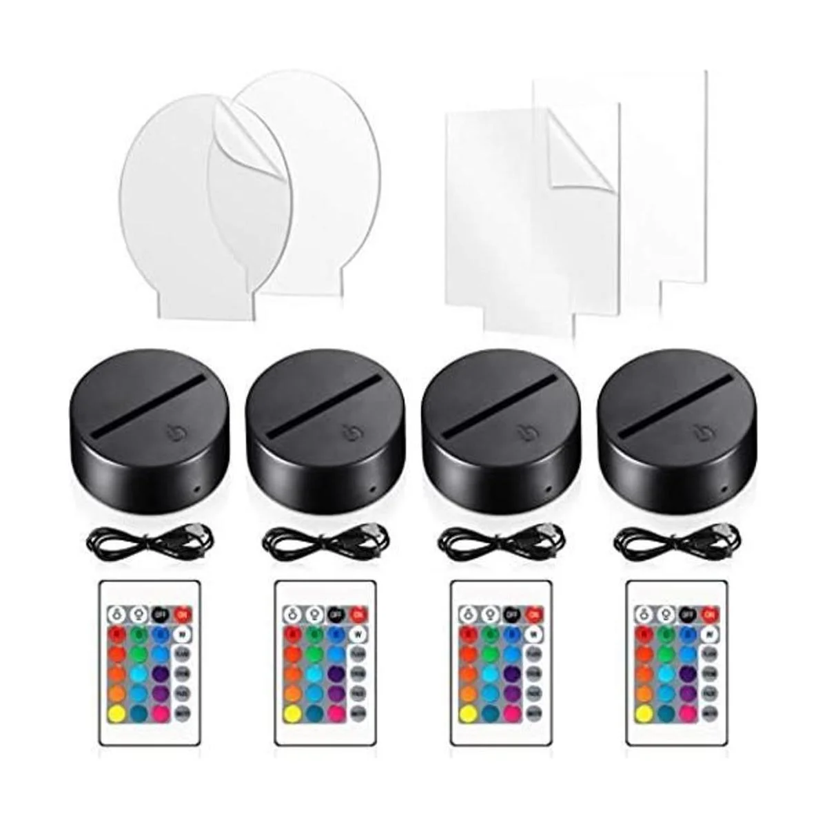 Base de lámpara LED de noche 3D con 4 piezas de panel de_1