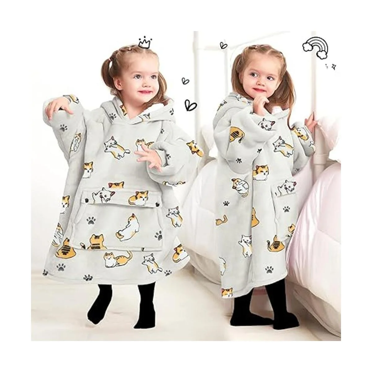 Manta con capucha para niños pequeños de 2 a 6 años de_5