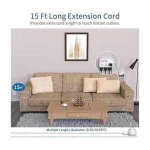 NTONPOWER Cable de extensión de 15 pies regleta de_2