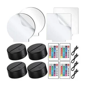 Base de lámpara de luz LED nocturna 3D de 4 piezas y 4_1