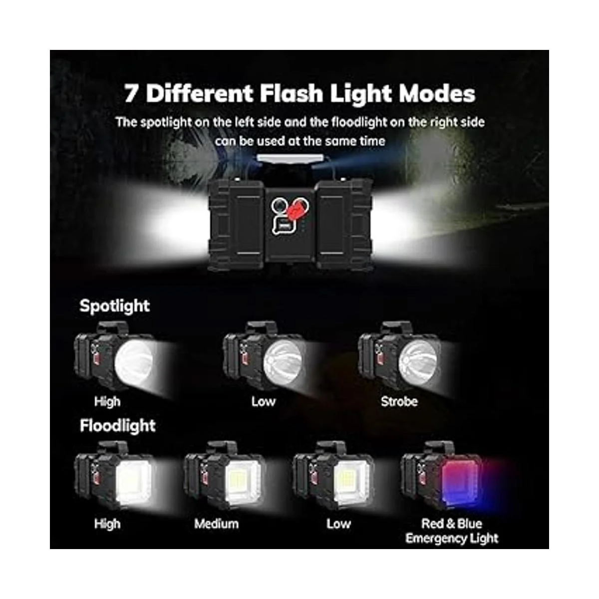 JODK Linterna recargable brillante foco de mano portátil_2