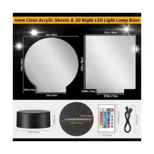 Base de lámpara de luz LED nocturna 3D de 4 piezas y 4_2