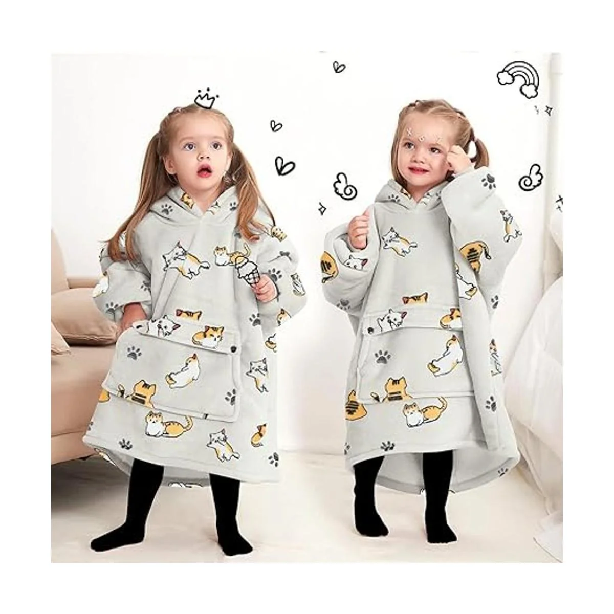 Manta con capucha para niños pequeños de 2 a 6 años de_6