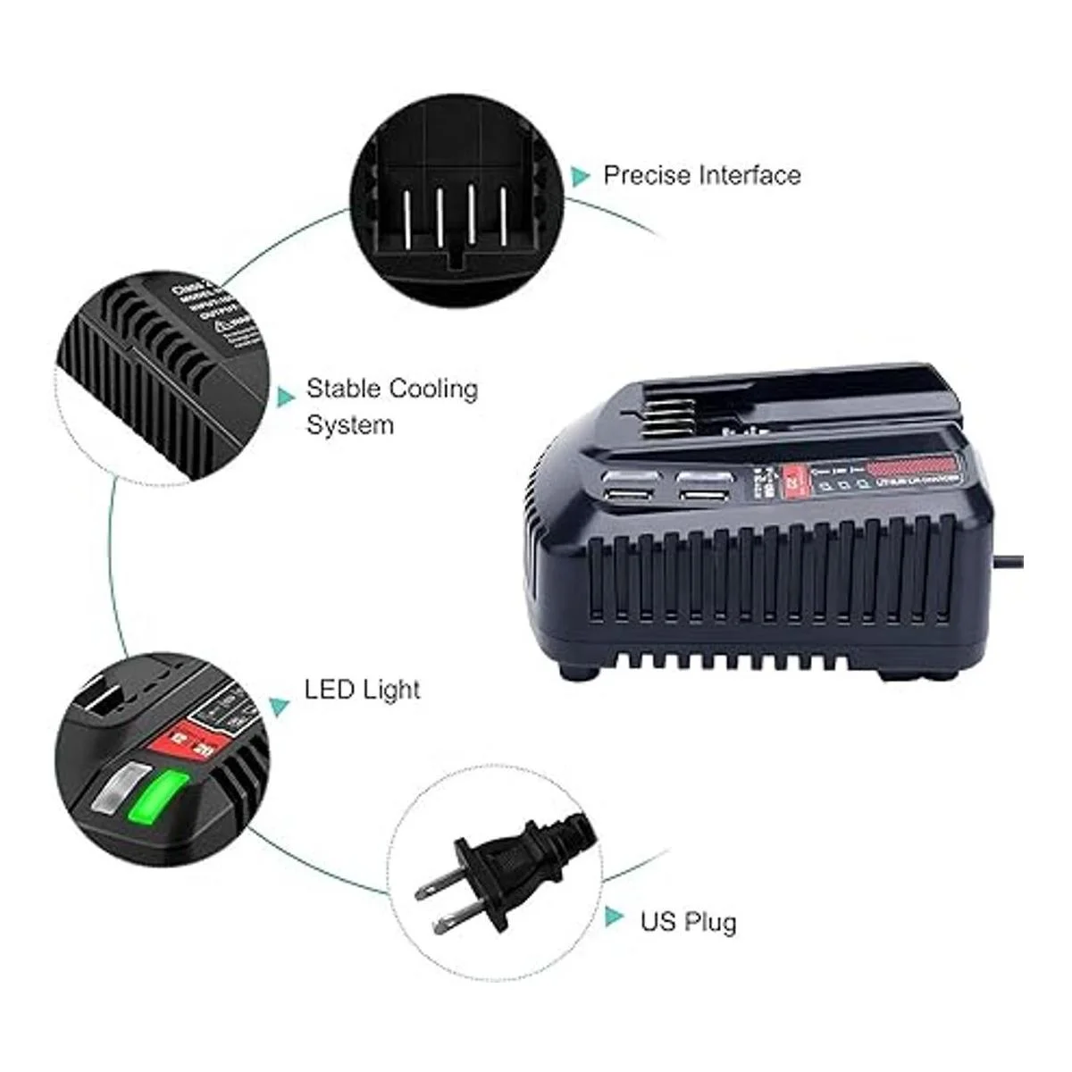 CMCB104 V20 Cargador rápido de repuesto para Craftsman_5