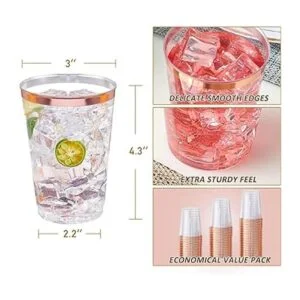 Paquete de 100 vasos de plástico de oro rosa vasos de_5