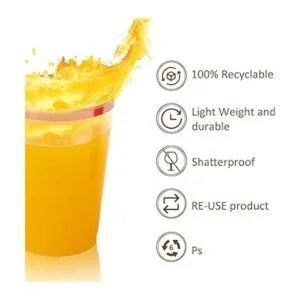 Paquete de 100 vasos de plástico de oro rosa vasos de_4