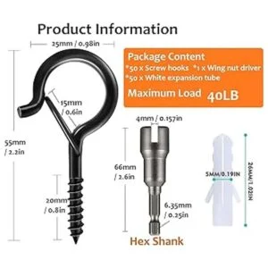 Zzbety 50 ganchos de tornillo con diseño de hebilla de_5