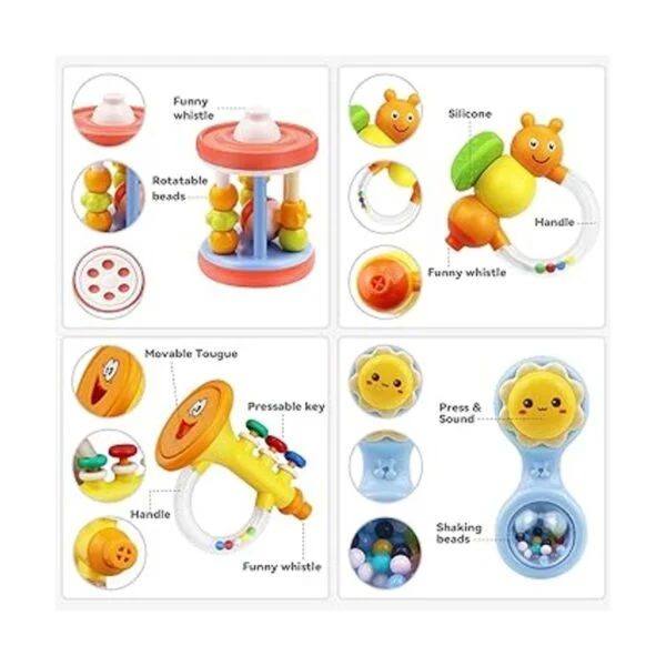 MOONTOY 12 juguetes de dentición de sonajero para bebés_4