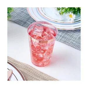 Paquete de 100 vasos de plástico de oro rosa vasos de_6